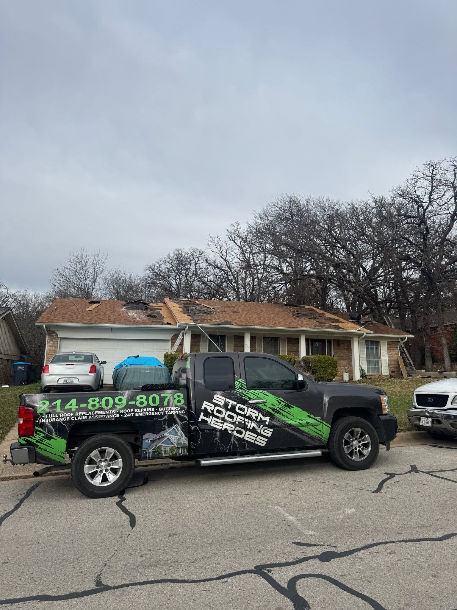 Roofing project in process.