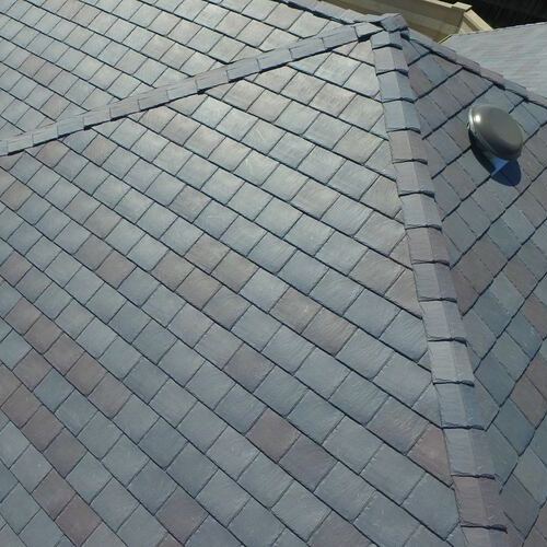 A synthetic slate roof